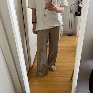WeWoreWhat Linen Striped Wide Leg Pants